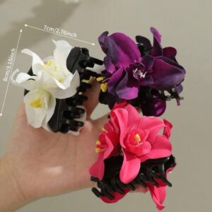 Заколка-краб для волосся «Квітка» мікс кольорів 8 см 1 шт