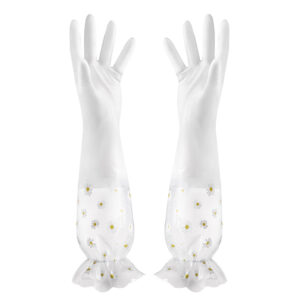 71af84a1-fc55-46f4-abfc-d4cd53e38c17.jpg Рукавиці побутові латексні гумові водонепроникні, ультраміцні, з ромашками довгі на резинці на флісі білі