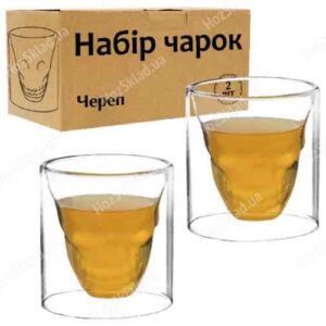 71b38676-b666-402a-9e8e-d0b6e49efb81.jpg Набір рюмок "Череп" з подвійними стінками 2 шт