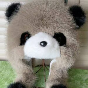 Шапка "Панда" з екохутра беж темний