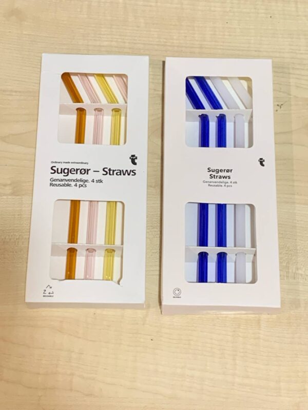 Набір скляних трубочок зі щіточкою Tiger 23 см 4 шт мікс кольорів