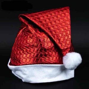 Шапка Новорічна "Дід Мороз" рельєфна блискуча червона