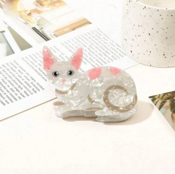 Заколка-краб для волосся "Котик" перламутрова