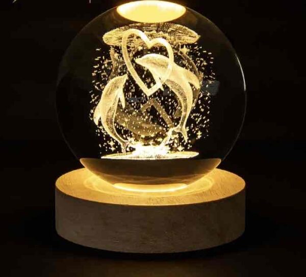 Нічник скляна куля «Дельфіни»