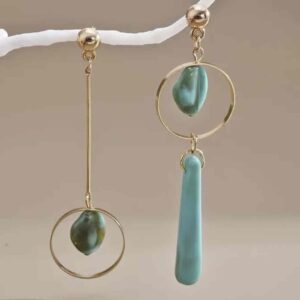 Сережки "Геометричні" асиметрія бірюзові (8637)