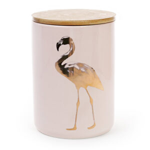 Банка порцелянова "Фламінго" з бамбуковою кришкою, рожевий із золотом 1200 мл
