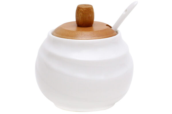 Цукорниця "Naturel" з ложкою та бамбуковою кришкою, фарфор, 300 мл