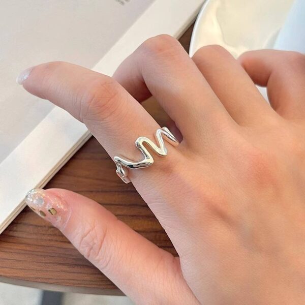 Каблучка жіноча "Геометрична" зигзаг срібна (7383)