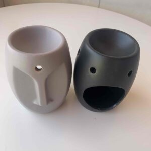 Аромалампа "Обличчя"/ Дифузор керамічний для підігріву ефірних олій сірий/чорний