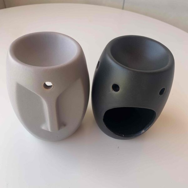 Аромалампа "Обличчя"/ Дифузор керамічний для підігріву ефірних олій сірий/чорний