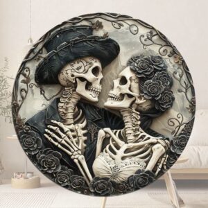 Декор на Хелловін картина "Закохані скелети" 20 см