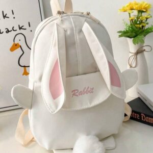 Рюкзак "Зайчик" з хвостиком білий 24*30*9