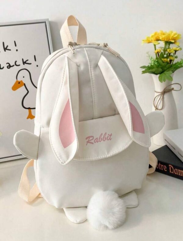 Рюкзак "Зайчик" з хвостиком білий 24*30*9