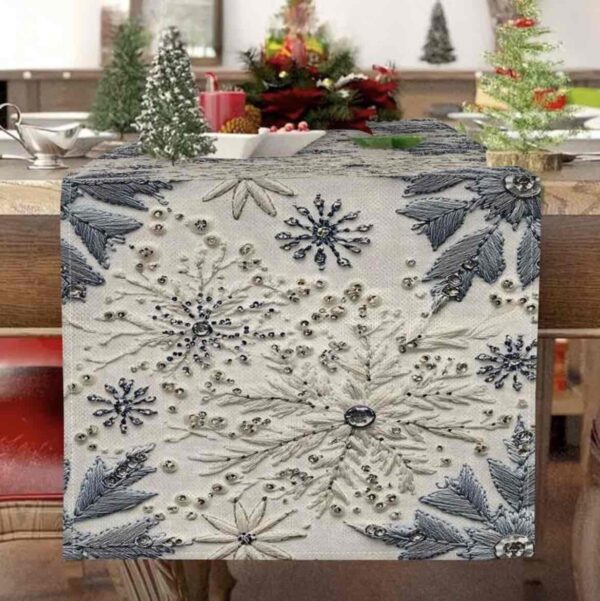 Скатертина-Раннер «Сніжинки» Новорічна 33*183 см