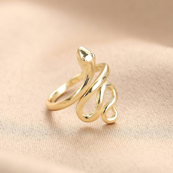 Каблучка жіноча "Змія" гладка золота (10636)