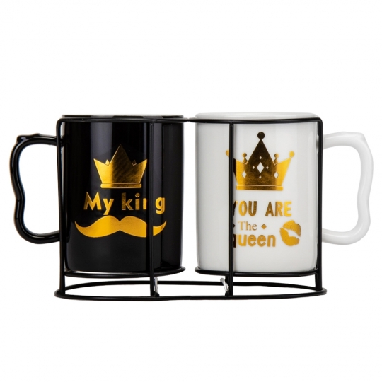 Набір чашок "King and queen" з підставкою 250 мл/ 2 шт