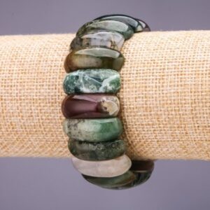 Браслет натур. Яшма зелена ланка 25х10 мм стрейч