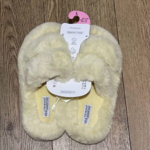 Тапочки жіночі з ремінцями Primark пухнасті (устілка меморі) жовті