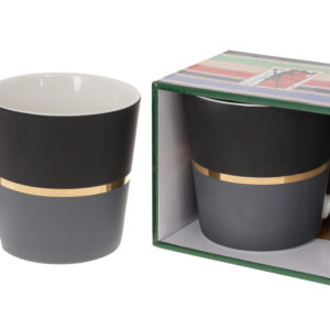 Чашка порцелянова  Золота Лінія/чорний/сірий в коробці 390 мл