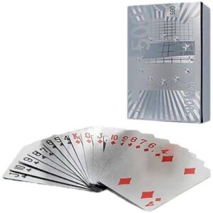 Карти гральні "500 євро" пластикові срібні (54 карти)