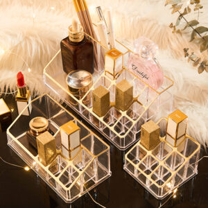 Органайзер акриловий для косметики з золотим обідком 16 відділень