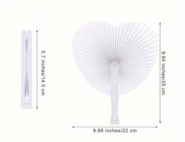 Віяло/ Опахало міні "Серце" паперове біле 25*22 см