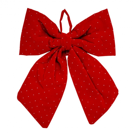 Бант декоративний оксамитовий червоний в крапочку 36 см/ 1 шт