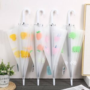 91b640a6-c697-485a-9f69-047bf9642f87.jpg Парасоля-трость дитяча "Фрукти/Звірята" прозора матова біла