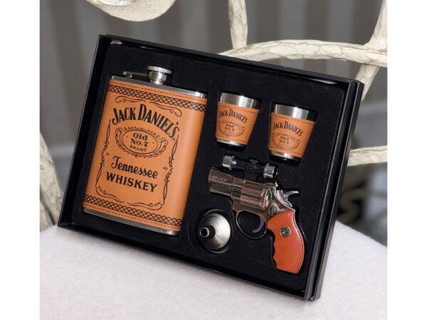 Набір чоловічий подарунковий "Jack Daniels" Фляга/рюмки/запальничка (23*17,5*4 см)
