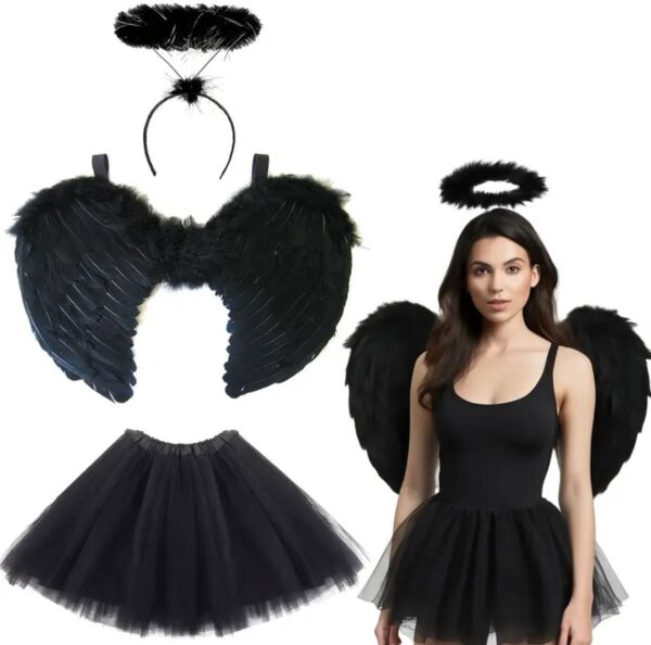 Костюм на Хелловін "Чорний ангел" крила 40х55 см/ обруч/ спідниця