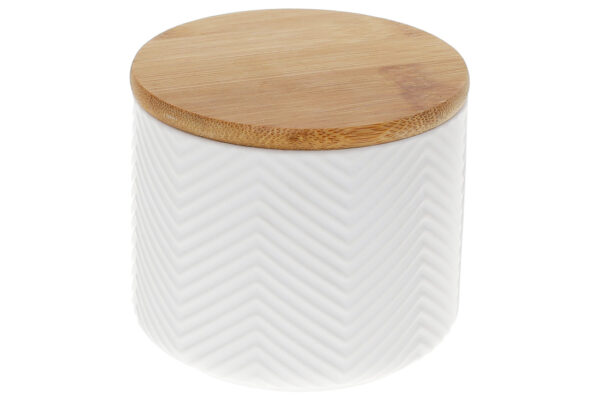 Банка керамічна "Геометрія" 550мл з бамб. кришкою білий матовий