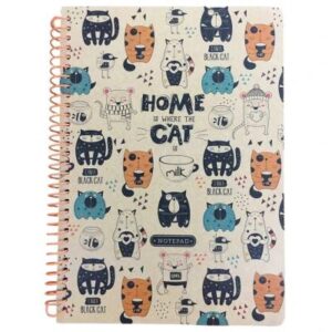 Блокнот А5 Bourgeois "Home cat" крафт спіраль 80 арк. клітинка