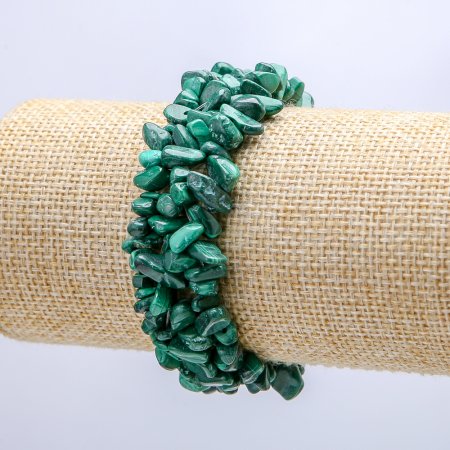 Браслет натур. Малахіт зелений крихта широкий 20 мм