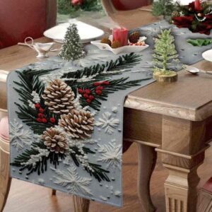 Скатертина-Раннер «Шишки» Новорічна 33*274 см