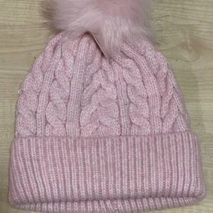 Шапка-біні жіноча "Косичка" Primark з помпоном рожева