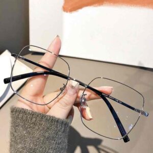 Окуляри антиблікові жіночі великі квадратні в металевій оправі (6343)