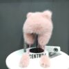 Шапка "Котик" з екохутра рожева