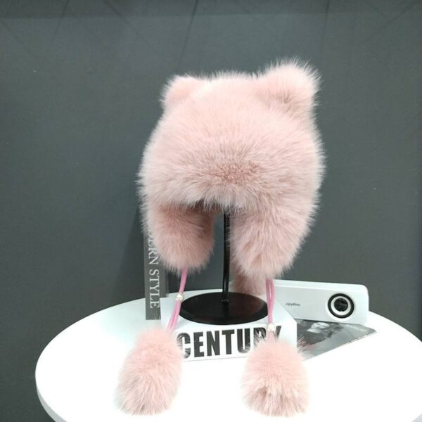 Шапка "Котик" з екохутра рожева