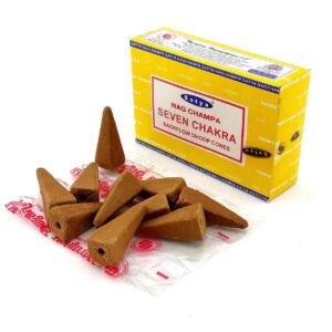 Пахощі Арома-конуси Seven Chakra Backflow Cones Satya 10 шт/уп. зі зворотним потоком Сьома Чакра