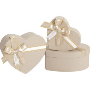 Коробка подарункова "Серце" беж зі стрічкою №1 (16*14*6 cм)