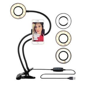 Кільцева лампа LED ніжка з прищіпкою 1 кріплення для телефону USB 9 см