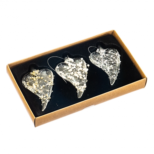 Набір ялинкових прикрас "Крижане серце" 3 шт (скло)