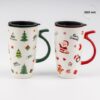 Чашка керамічна Новорічна "Різдвяна класика" з кришкою 550 мл