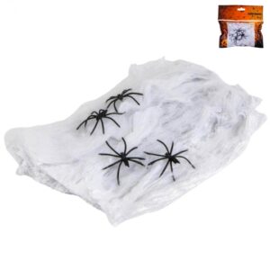 Декор на Хелловін "Павутиння" M з павуками білий