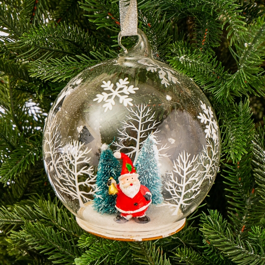 Ялинкова прикраса "Санта в кулі" 12 см (скло)