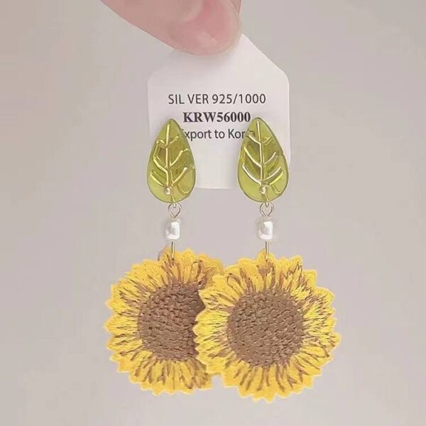 Сережки акрилові "Соняхи" жовті з зеленим (10540)