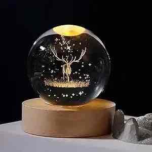 Нічник скляна куля "Олень" 8 см
