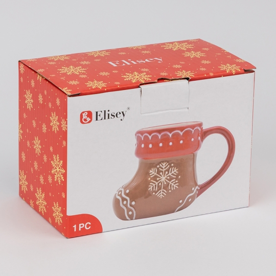 Чашка керамічна Новорічна "Пряниковий чобіток" 400 мл