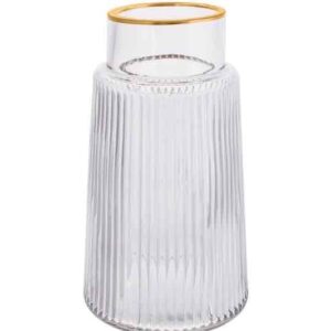 Ваза скляна "Grace" прозора із золотом 20см