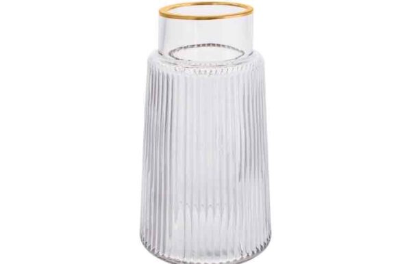 Ваза скляна "Grace" прозора із золотом 20см